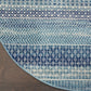 HomeRoots 5' Round Navy Blue Ornate Stripes Area Rug