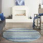 HomeRoots 5' Round Navy Blue Ornate Stripes Area Rug