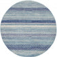 HomeRoots 5' Round Navy Blue Ornate Stripes Area Rug