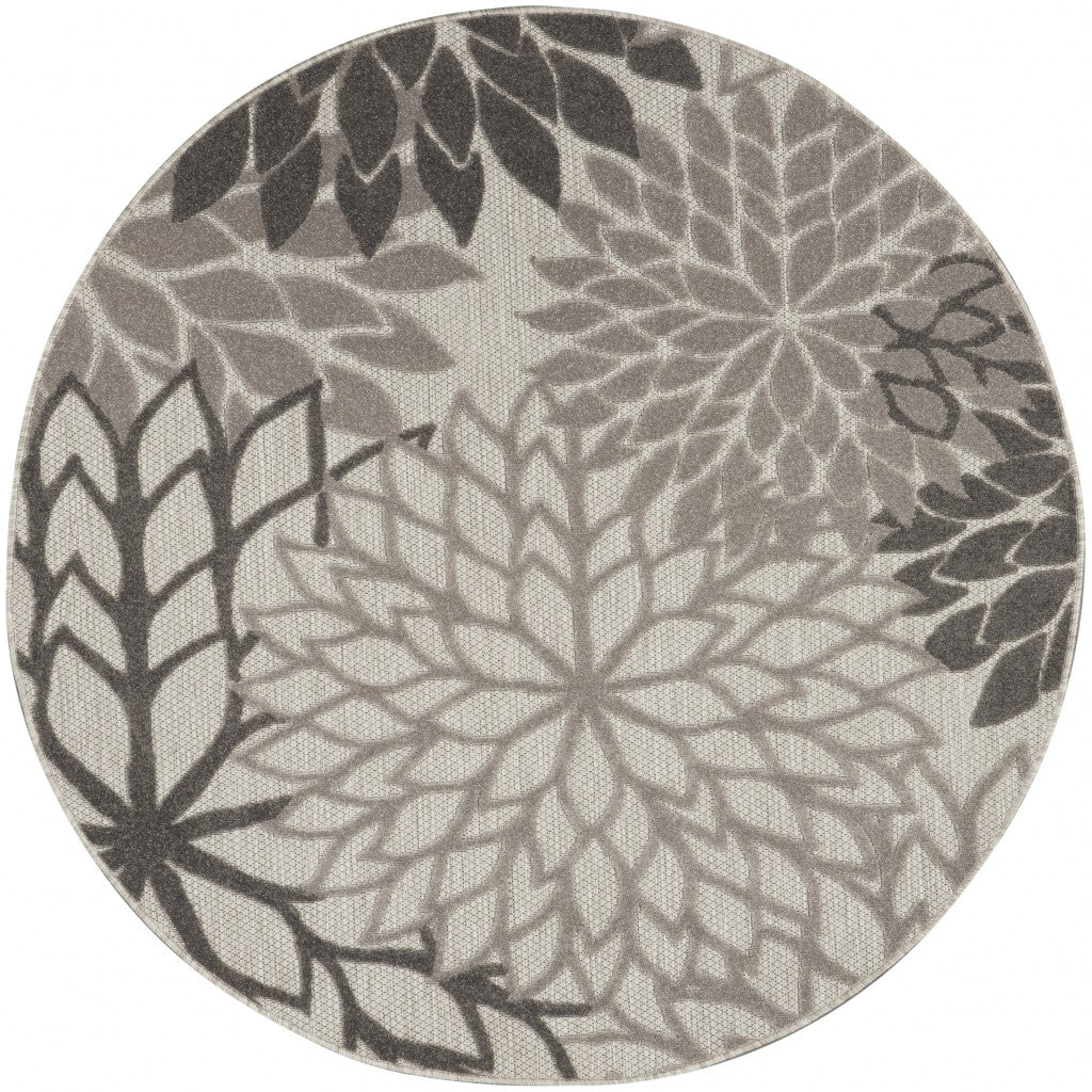 HomeRoots 5' Round Silver and Gray Indoor Outdoor Area Rug