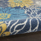 HomeRoots 5’ Round Tropical Flower Area Rug in Blue Finish