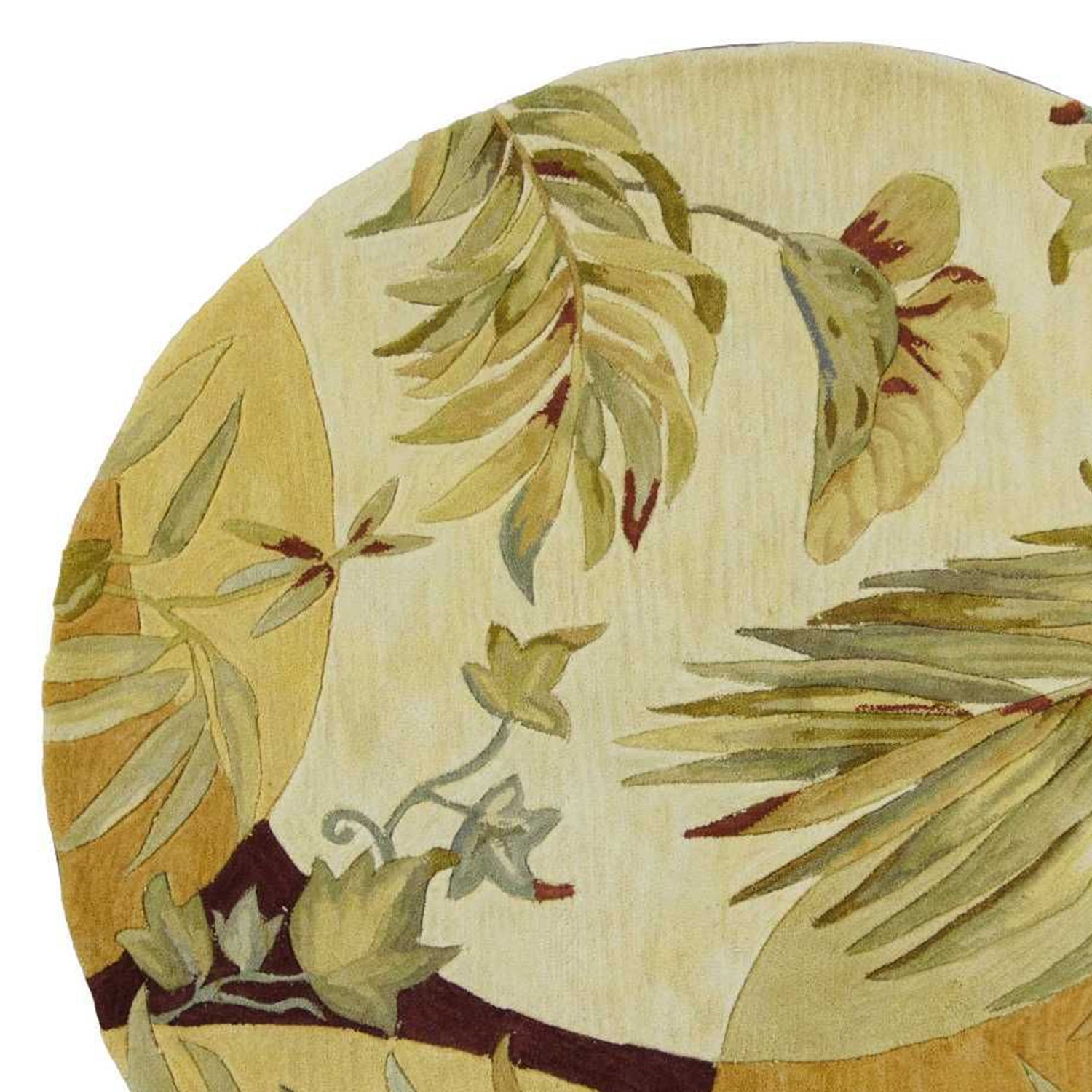 HomeRoots 5' Round Wool Coral or Ivory Area Rug