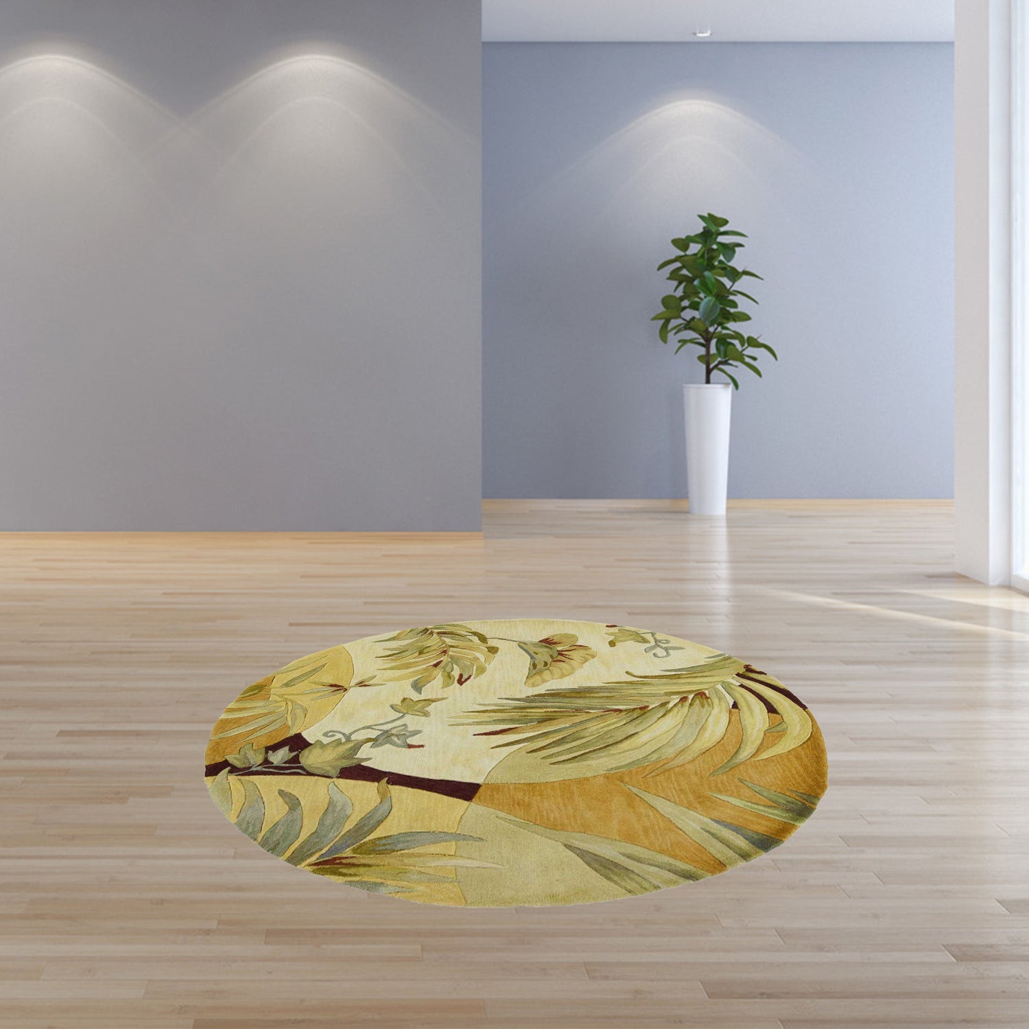 HomeRoots 5' Round Wool Coral or Ivory Area Rug
