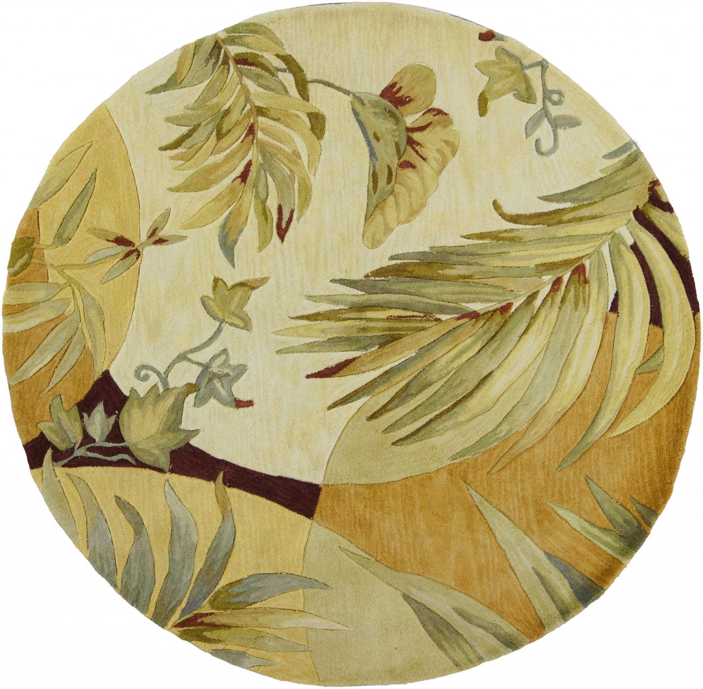HomeRoots 5' Round Wool Coral or Ivory Area Rug