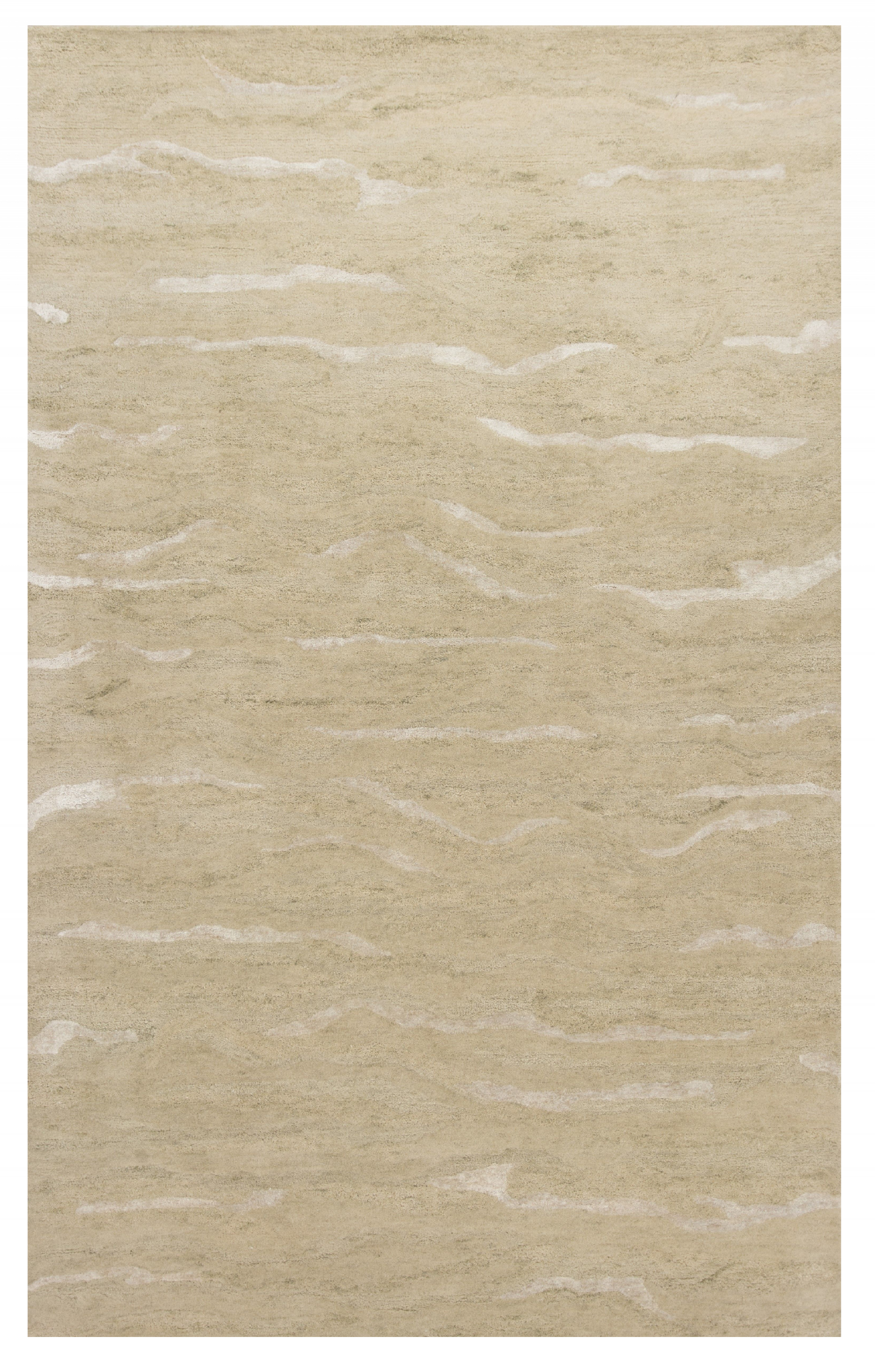 HomeRoots 5 x 7' Beige Hand Tufted Abstract Indoor Area Rug