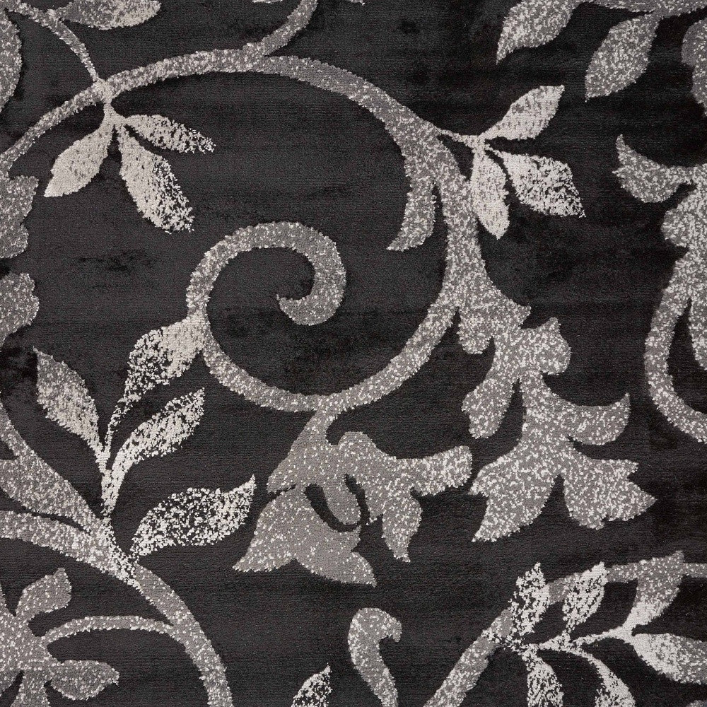 HomeRoots 5’ x 7’ Black Filigree Vines Area Rug