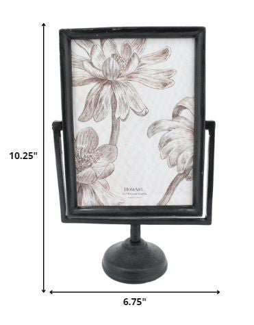 HomeRoots 5 x 7 Black Metal Vertical Pedestal Frame