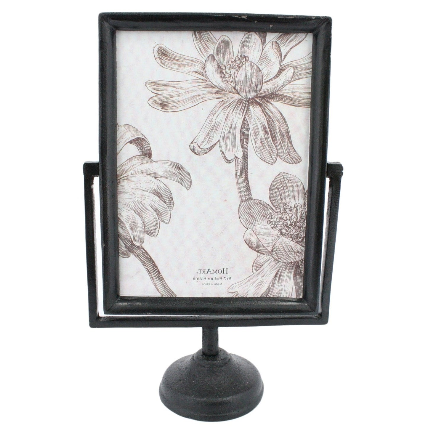 HomeRoots 5 x 7 Black Metal Vertical Pedestal Frame