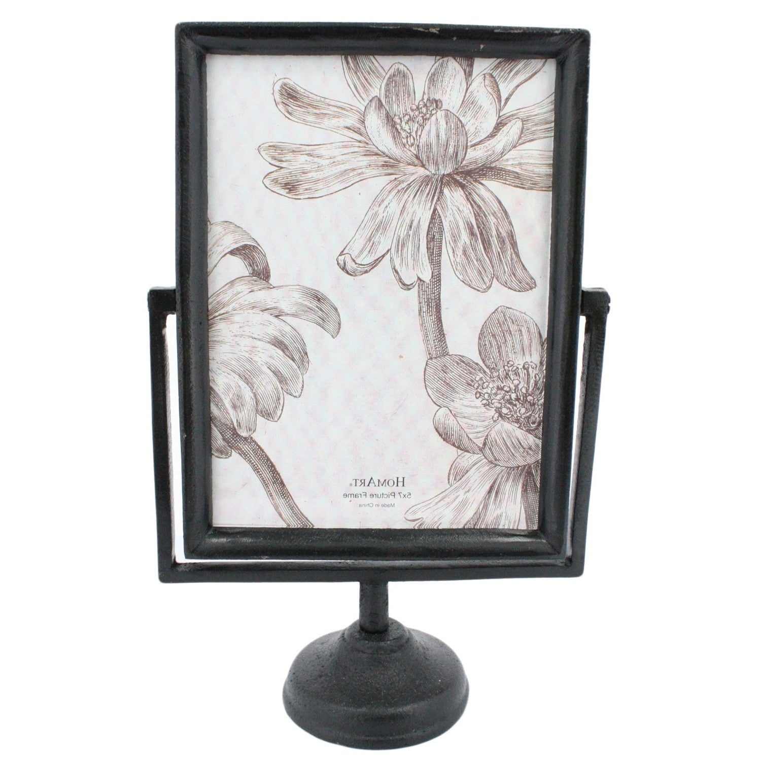 HomeRoots 5 x 7 Black Metal Vertical Pedestal Frame