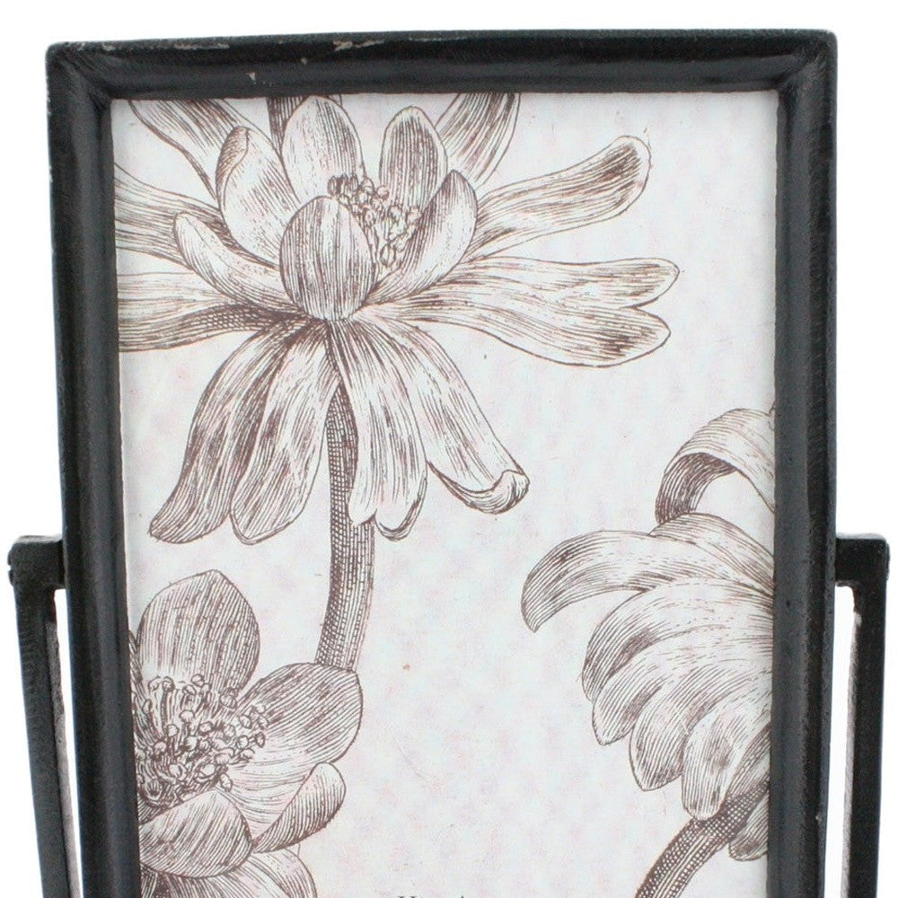 HomeRoots 5 x 7 Black Metal Vertical Pedestal Frame