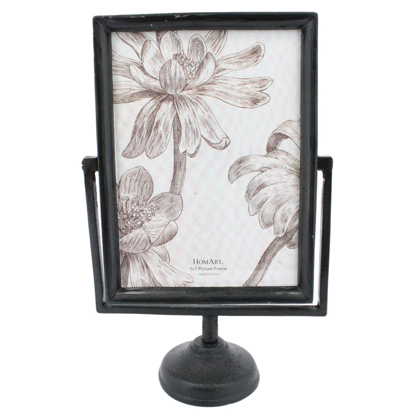 HomeRoots 5 x 7 Black Metal Vertical Pedestal Frame