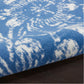 HomeRoots 5’ x 7’ Blue Area Rug With Ivory Floral Vines Finish