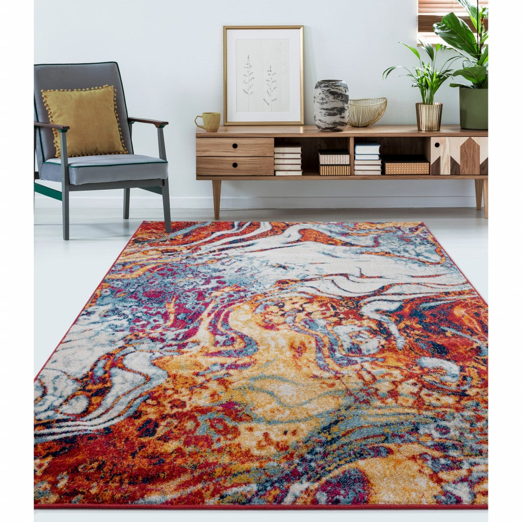 HomeRoots 5' x 7' Brown and Blue Collision Area Rug