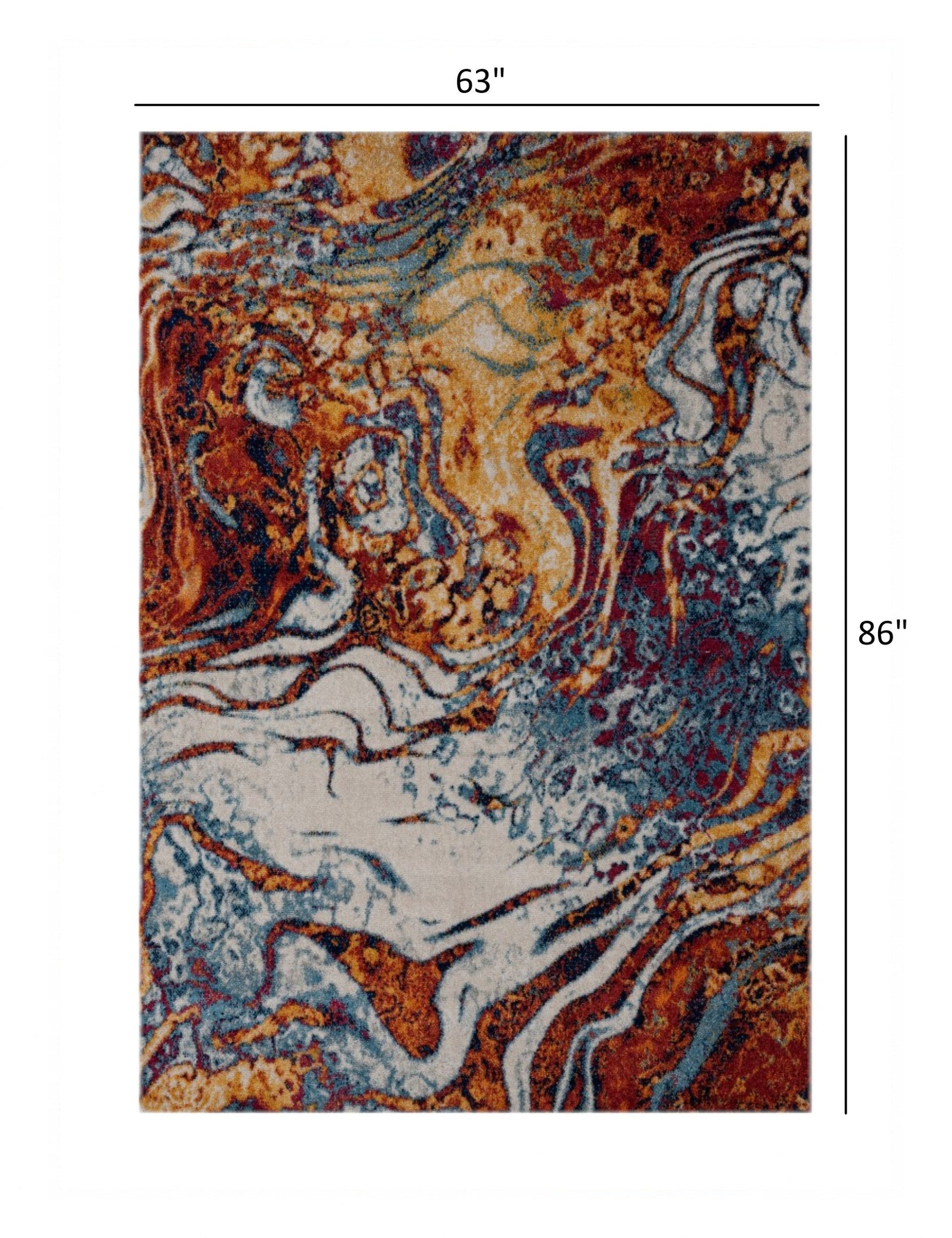 HomeRoots 5' x 7' Brown and Blue Collision Area Rug