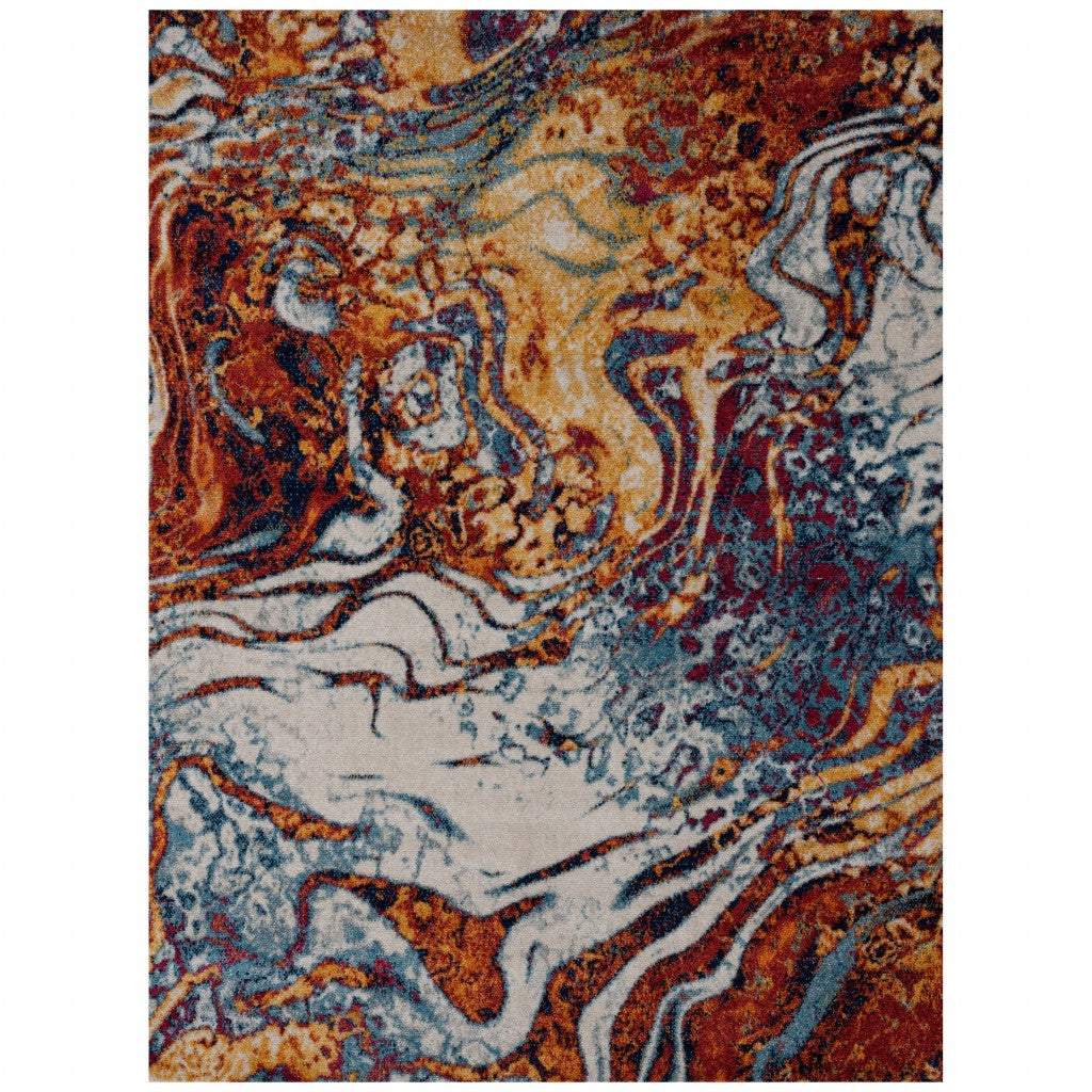 HomeRoots 5' x 7' Brown and Blue Collision Area Rug