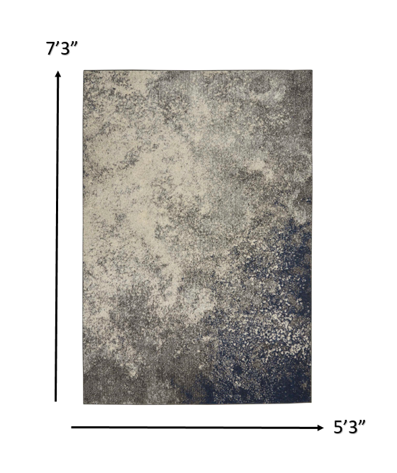 HomeRoots 5' x 7' Charcoal and Ivory Abstract Area Rug