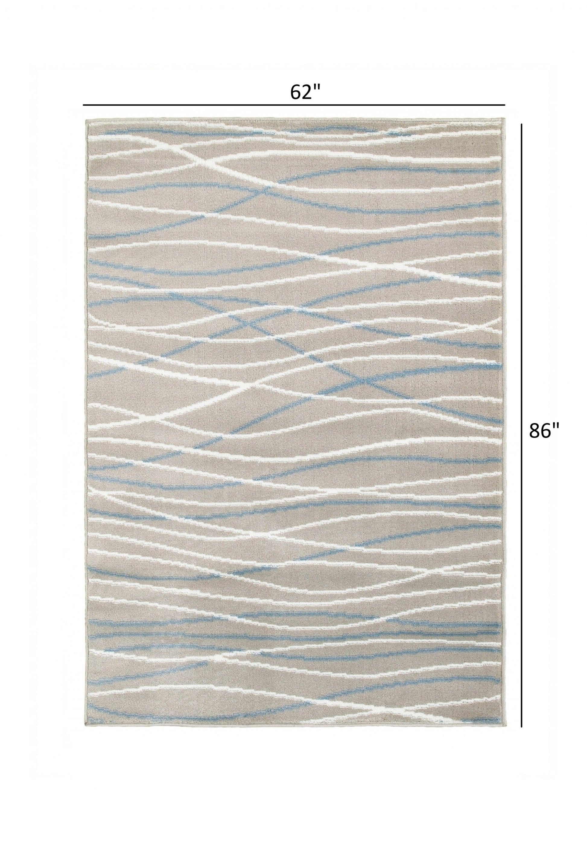 HomeRoots 5’ x 7’ Contemporary Waves Area Rug in Gray Finish