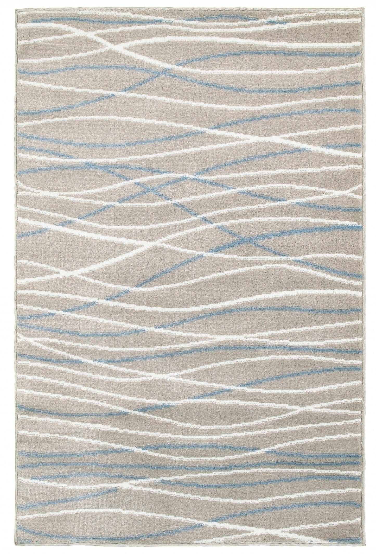 HomeRoots 5’ x 7’ Contemporary Waves Area Rug in Gray Finish