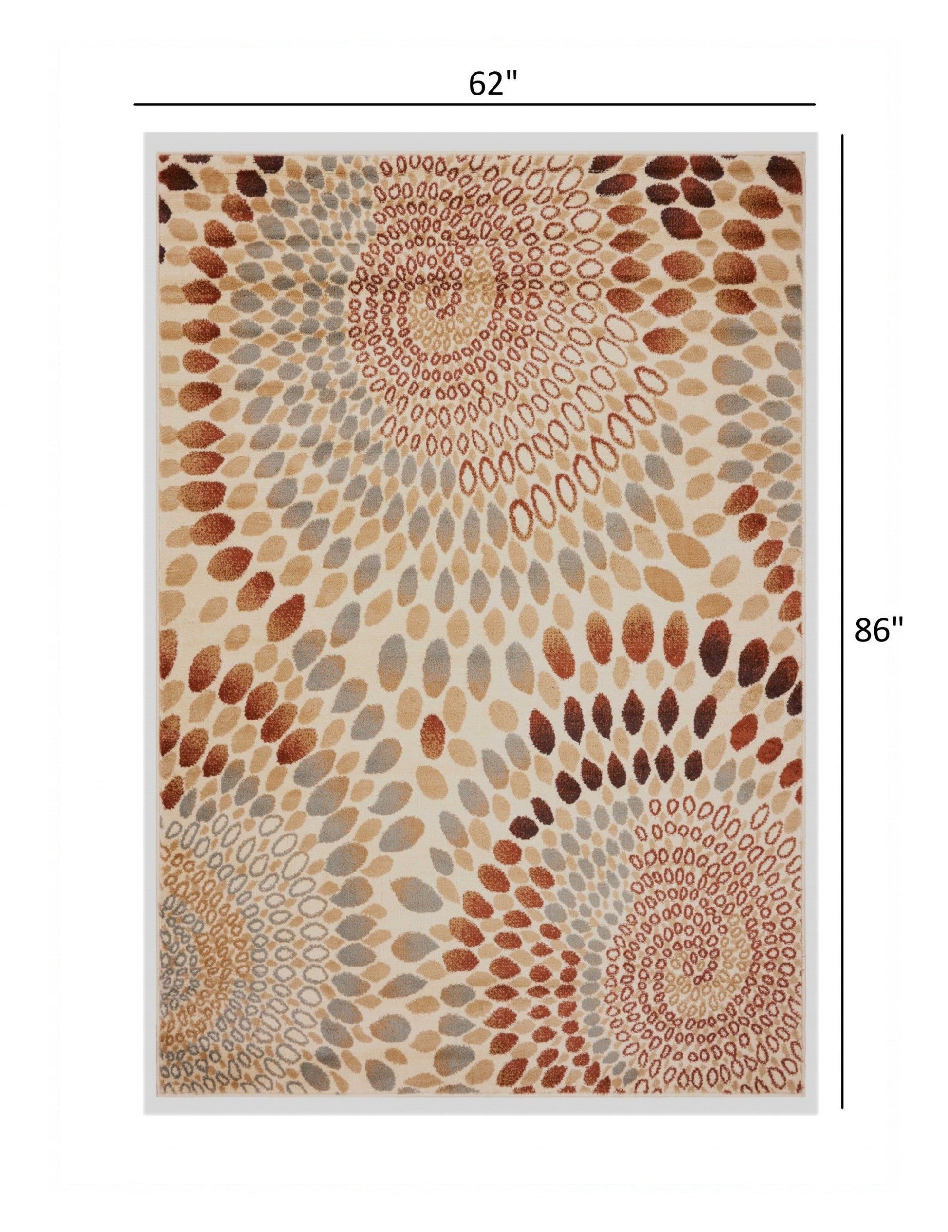 HomeRoots 5' x 7' Cream and Brown Swirls Area Rug