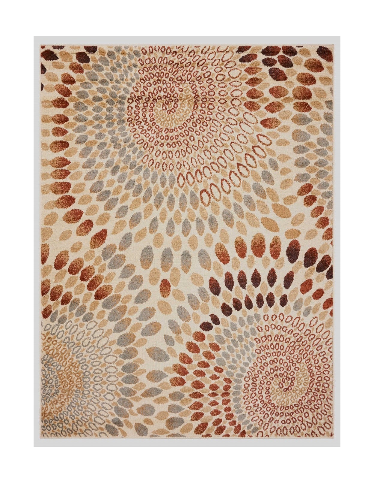 HomeRoots 5' x 7' Cream and Brown Swirls Area Rug