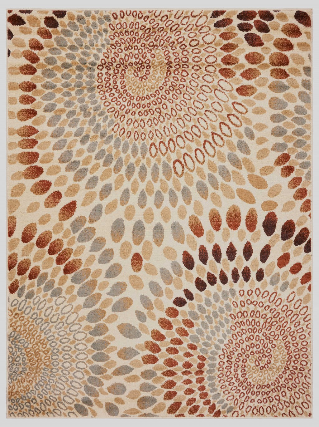 HomeRoots 5' x 7' Cream and Brown Swirls Area Rug