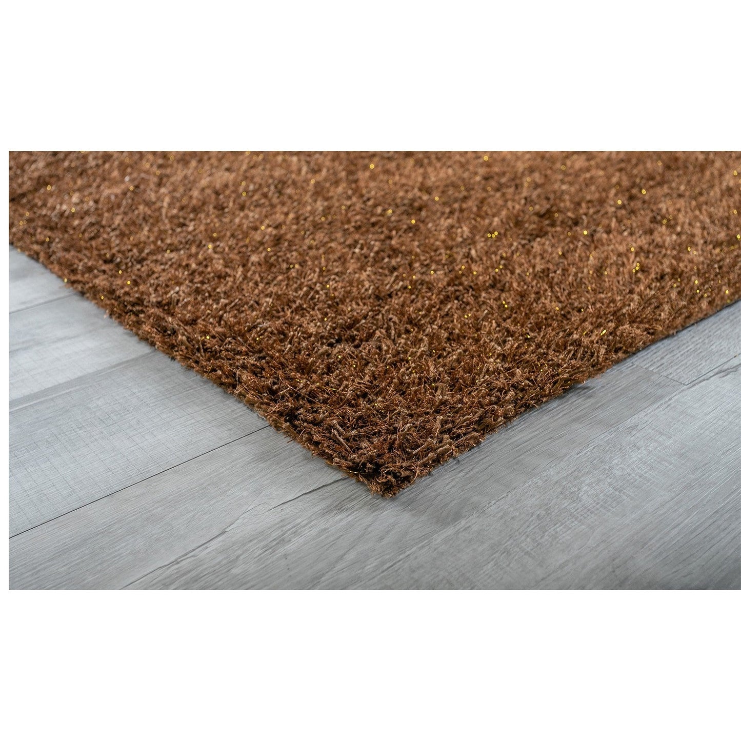HomeRoots 5’ x 7’ Dark Brown and Gold Sparkly Area Rug