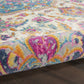 HomeRoots 5’ x 7’ Floral Medallion Area Rug in Pink and Blue Finish