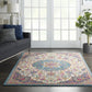 HomeRoots 5’ x 7’ Floral Medallion Area Rug in Pink and Blue Finish