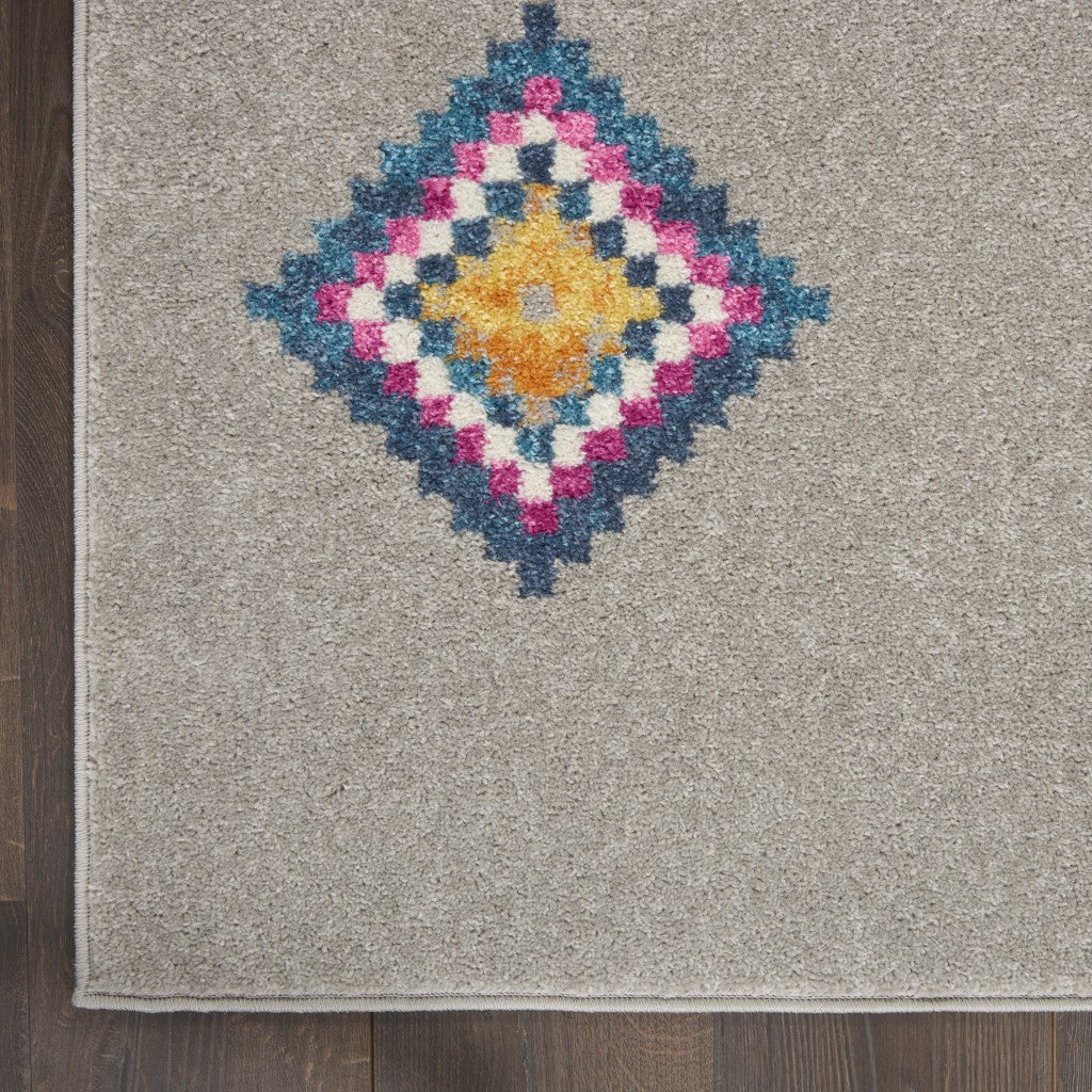 HomeRoots 5’ x 7’ Gray and Multicolor Geometric Area Rug