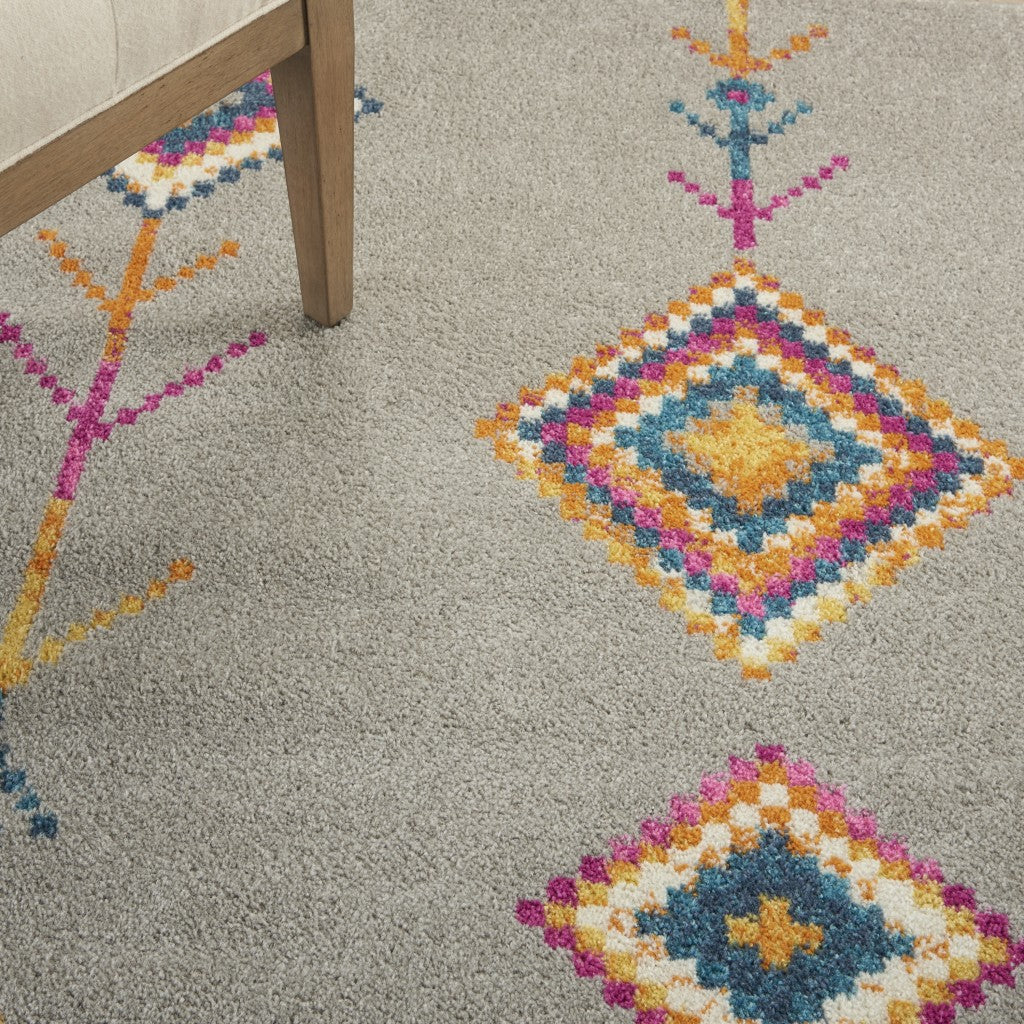 HomeRoots 5’ x 7’ Gray and Multicolor Geometric Area Rug