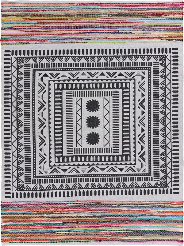 HomeRoots 5' x 7' Grayscale Geometric Center Area Rug