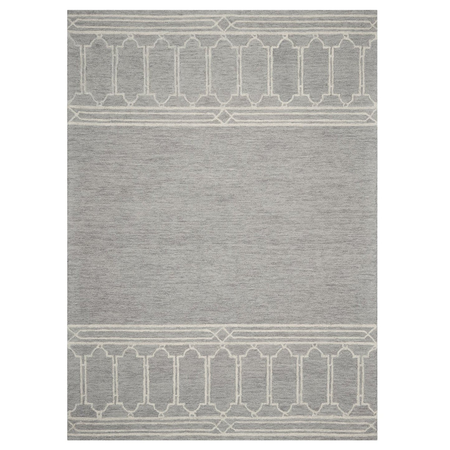 HomeRoots 5' x 7' Grey Geometric Pattern Wool Indoor Area Rug