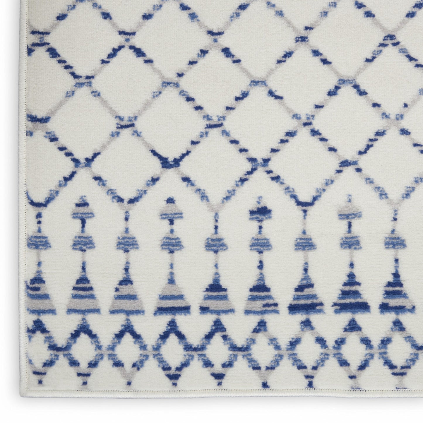 HomeRoots 5' x 7' Ivory and Blue Berber Pattern Area Rug