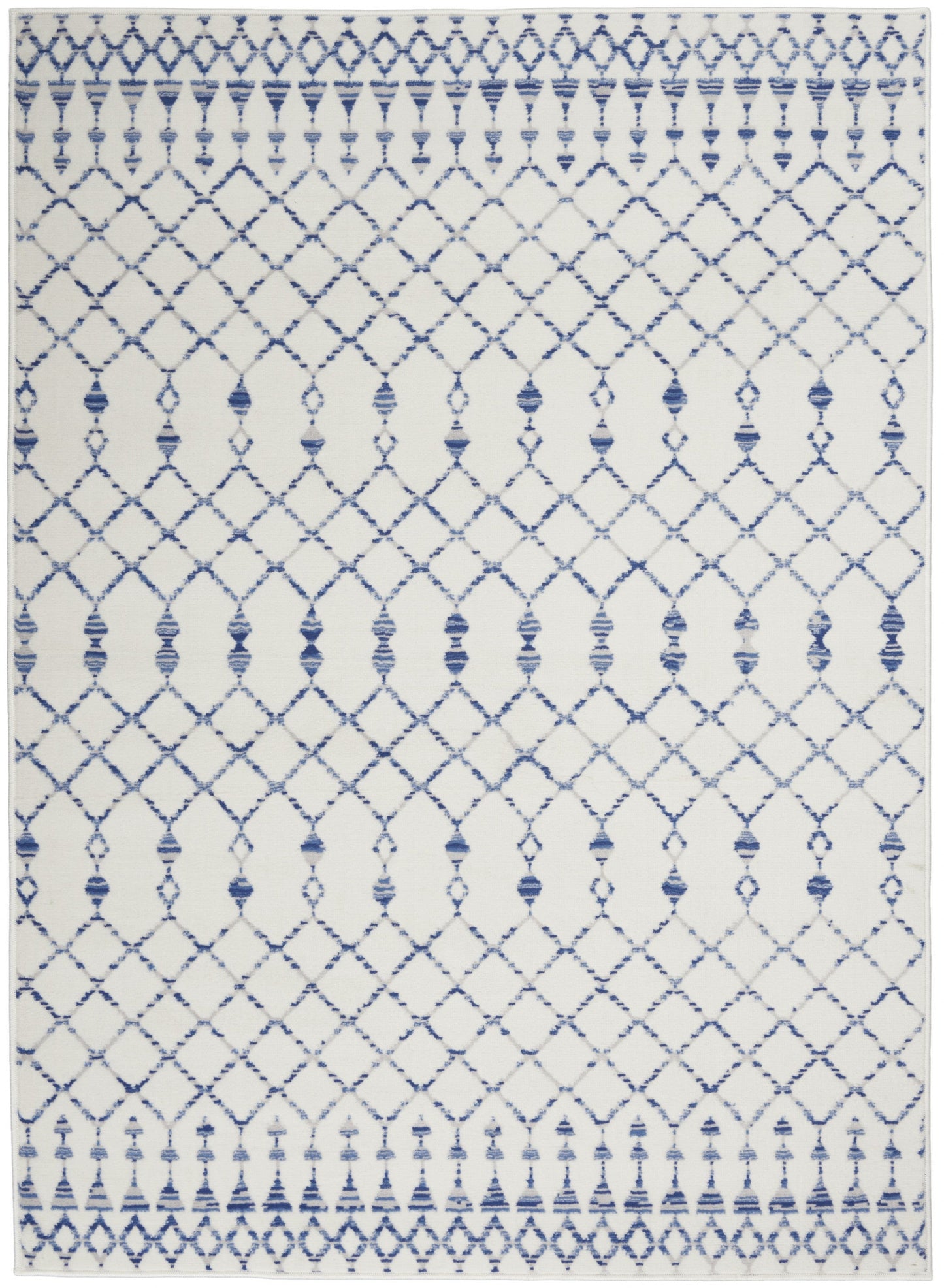 HomeRoots 5' x 7' Ivory and Blue Berber Pattern Area Rug
