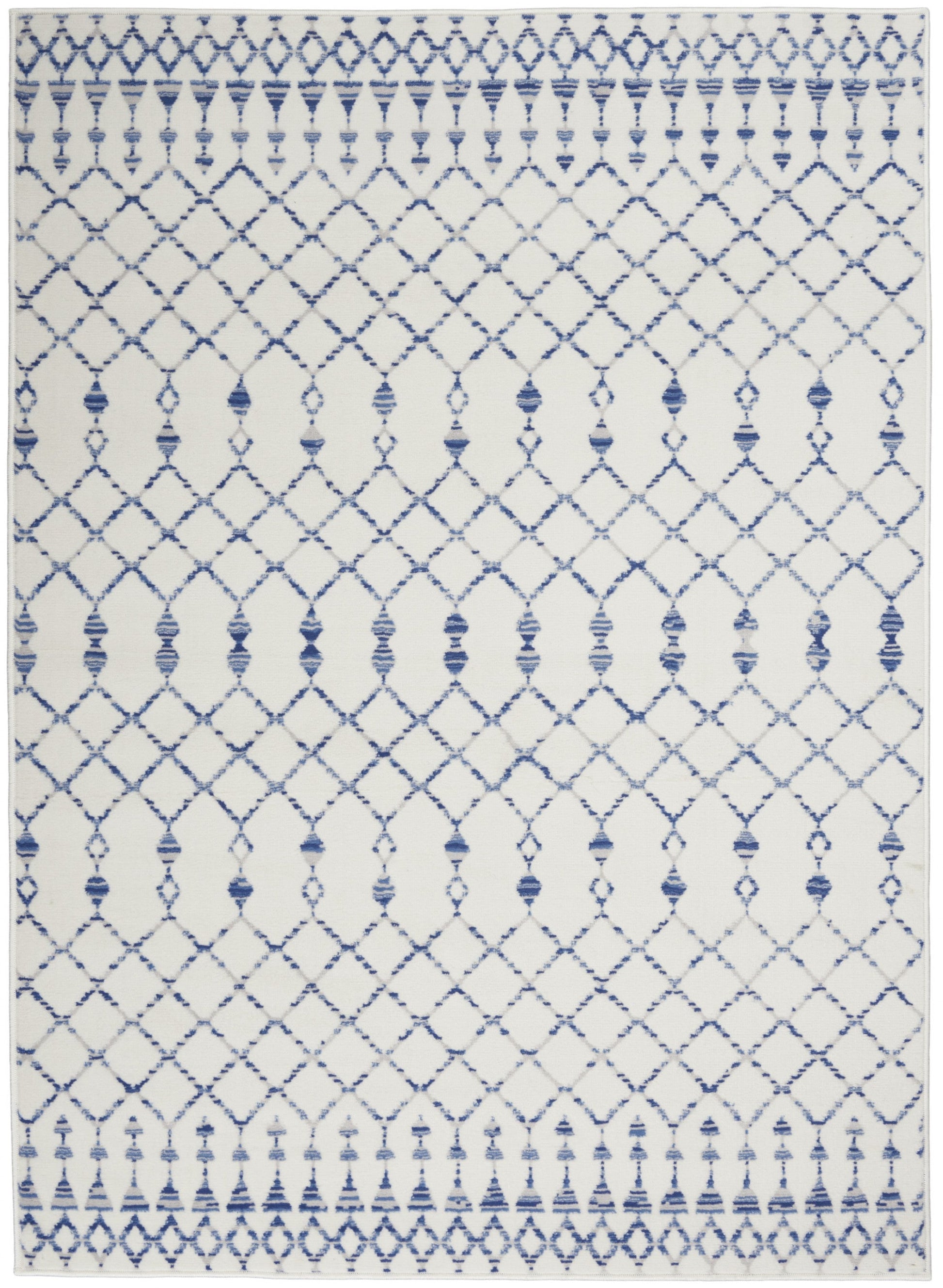 HomeRoots 5' x 7' Ivory and Blue Berber Pattern Area Rug