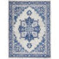 HomeRoots 5' x 7' Ivory and Blue Persian Medallion Area Rug