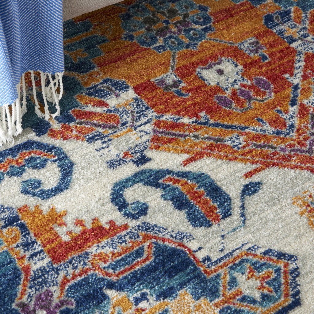 HomeRoots 5’ x 7’ Ivory and Gold Floral Motif Area Rug