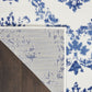 HomeRoots 5’ x 7’ Ivory and Navy Damask Area Rug