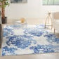 HomeRoots 5’ x 7’ Ivory and Navy Damask Area Rug