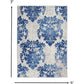 HomeRoots 5’ x 7’ Ivory and Navy Damask Area Rug