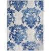 HomeRoots 5’ x 7’ Ivory and Navy Damask Area Rug