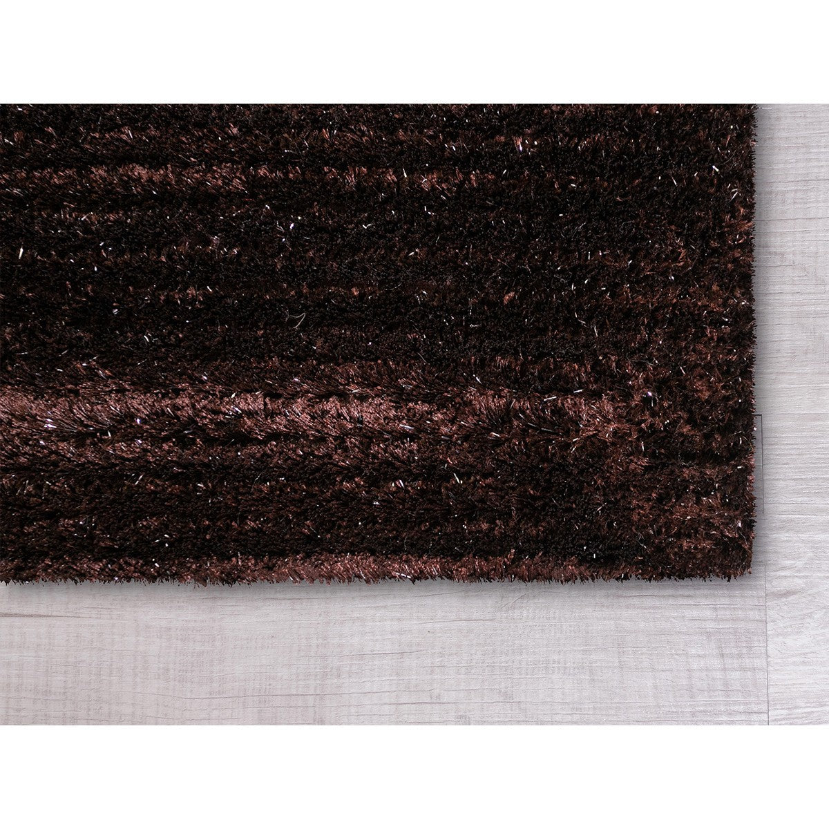 HomeRoots 5’ x 7’ Modern Shimmery Area Rug in Dark Brown Finish