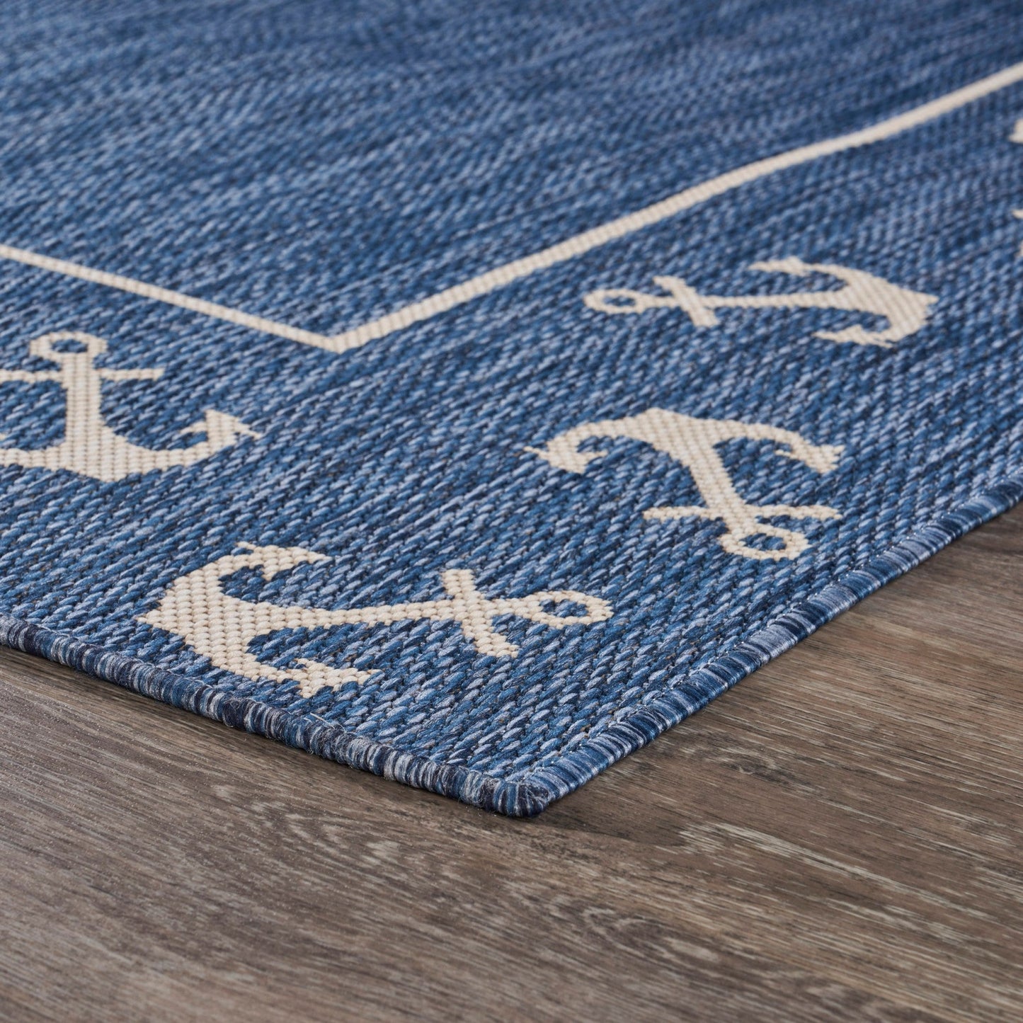 HomeRoots 5' x 7' Navy Anchor Indoor Outdoor Area Rug