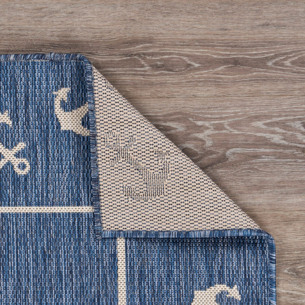HomeRoots 5' x 7' Navy Anchor Indoor Outdoor Area Rug