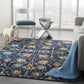 HomeRoots 5’ x 7’ Navy Blue Floral Buds Area Rug
