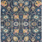 HomeRoots 5’ x 7’ Navy Blue Floral Buds Area Rug