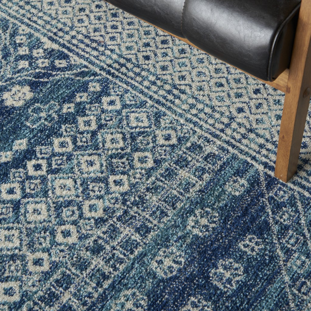 HomeRoots 5’ x 7’ Navy Blue and Ivory Persian Motifs Area Rug