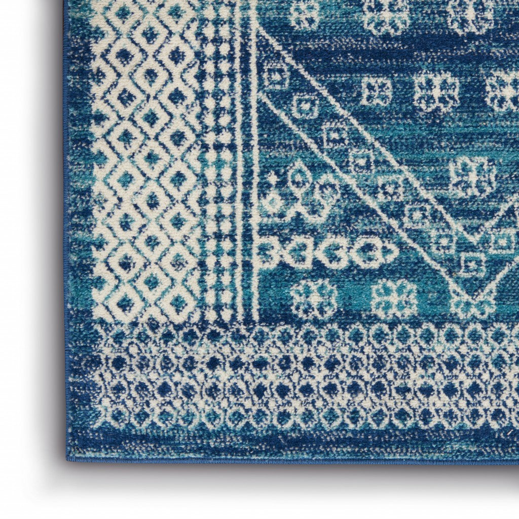 HomeRoots 5’ x 7’ Navy Blue and Ivory Persian Motifs Area Rug