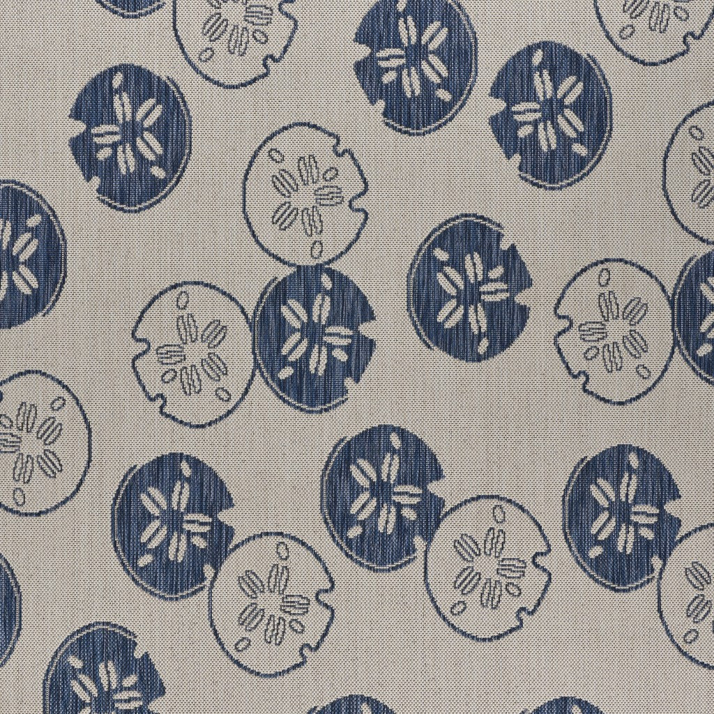 HomeRoots 5' x 7' Navy Sand Dollars Indoor Outdoor Area Rug