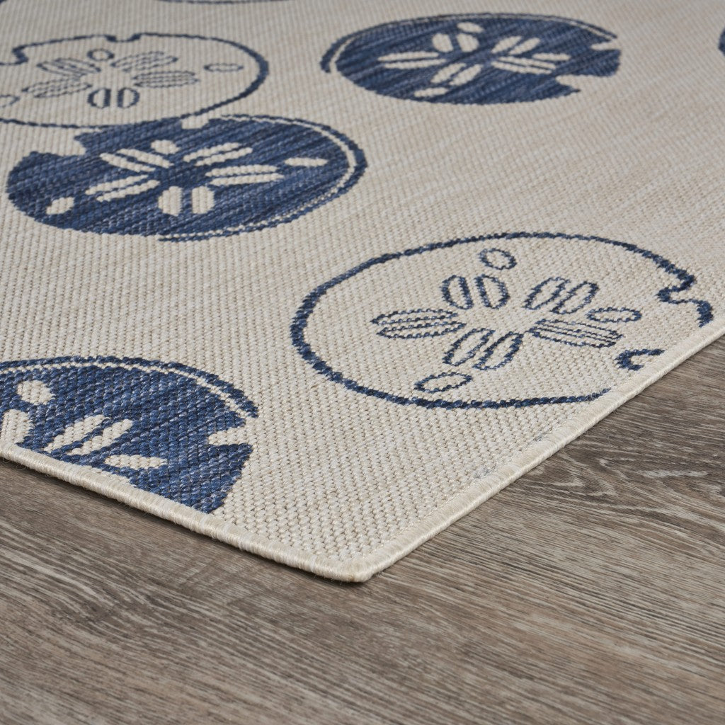 HomeRoots 5' x 7' Navy Sand Dollars Indoor Outdoor Area Rug